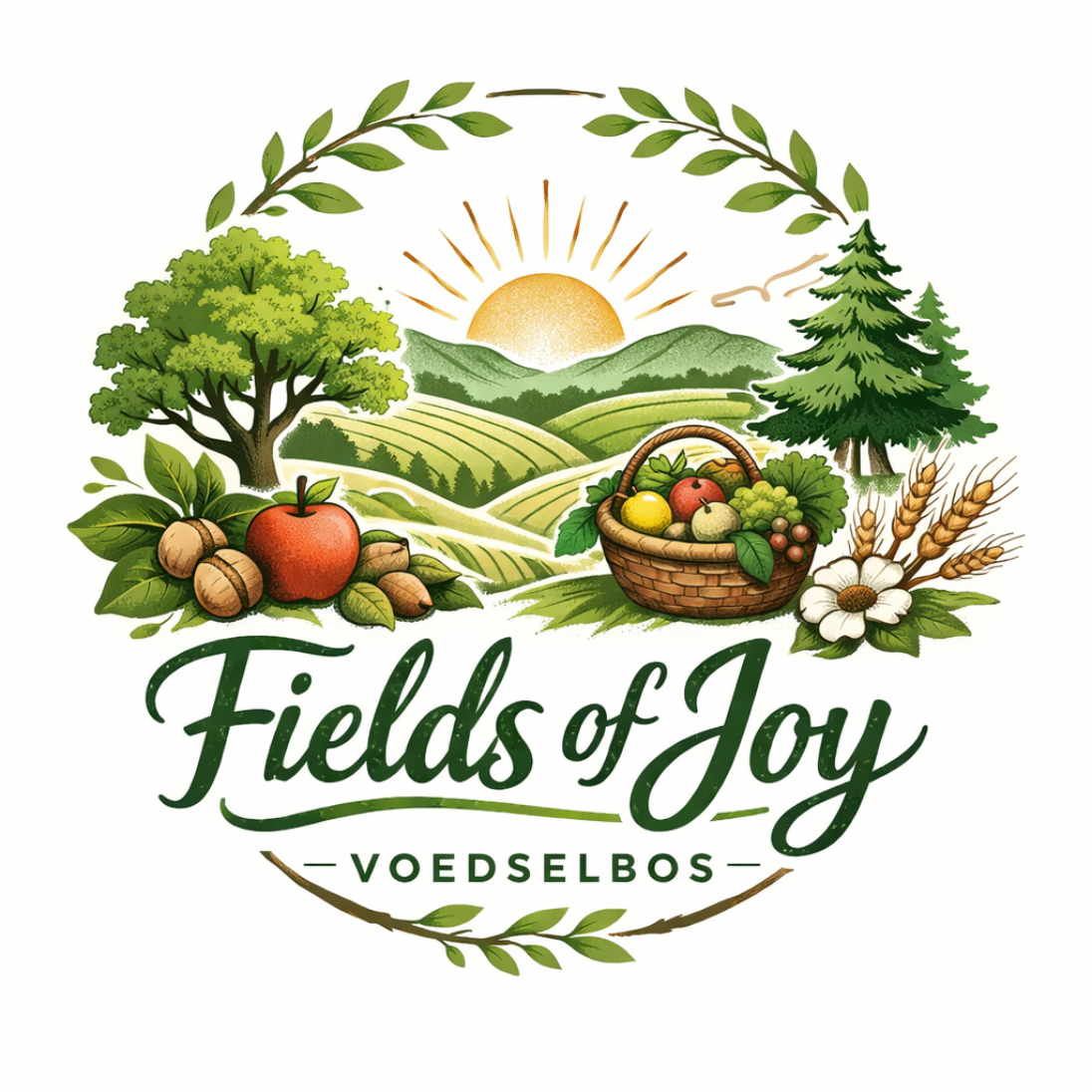 Logo FieldsOfJoy, dit is het hoofdlogo van het voedselbos